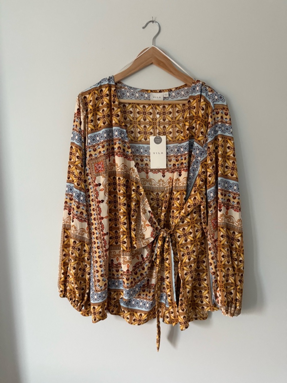 VILA Tile Patterned Tie-Front Blouse